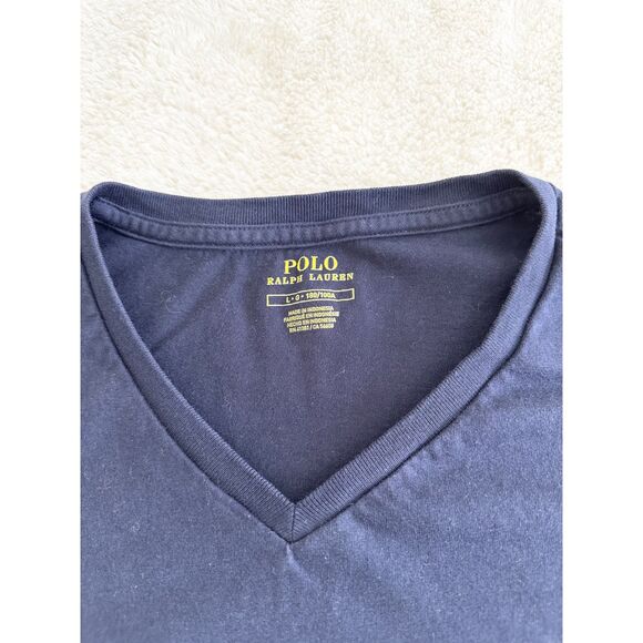Polo Ralph Lauren T-Shirt Mens Size L Navy Short Sleeve V-Neck - Picture 3 of 5